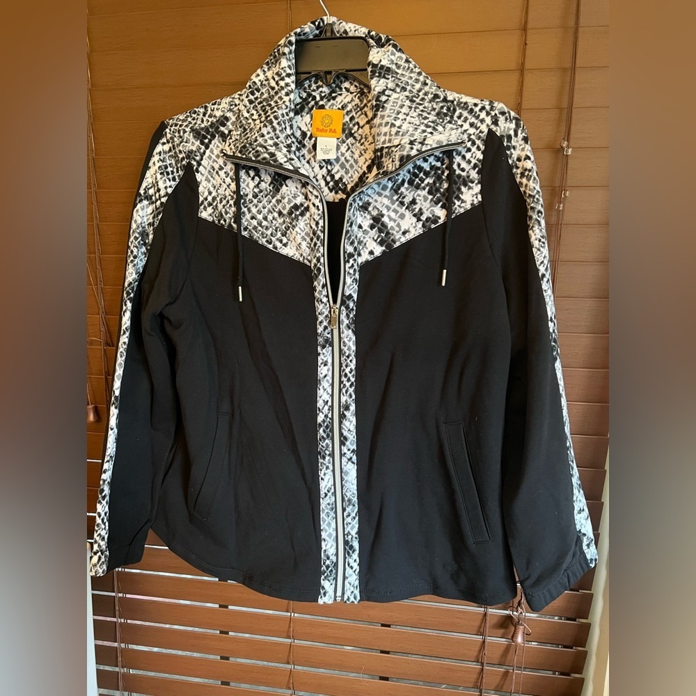 Ruby Rd. Black and White Bomber Jacket